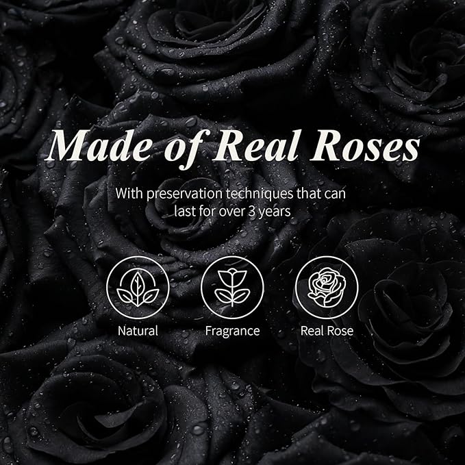 Glass Rose Preserved Flowers, 12.3inch Forever Roses Gift, Flowers for Delivery, Long Lasting Eternal Flower Rose Gifts for Women Mom Wife Girlfriend Grandma Black