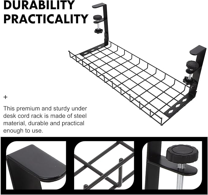 Under Desk Cable Organizer Tray 500Mm No Drill Cable Management Rack Wire Holder for Office Desk Power Strip Storage