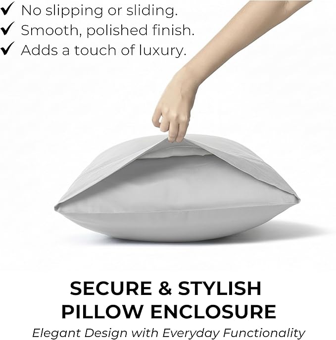 100% Natural Cotton Sheets Queen Size Bed Set | 500 TC Single-Ply Sateen Weave | Soft, Breathable, Hypoallergenic Solid 4-Piece Bedding with Deep Pocket Fitted, Flat, Pillowcase | Grey