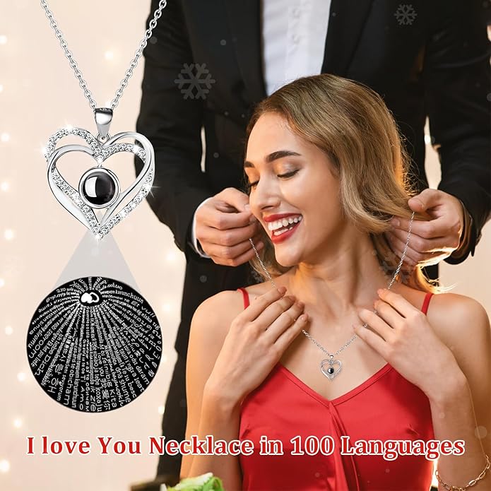 HITOP Rose Gifts for Women - Cute Teddy Bear with Preserved Real Roses Forever Flowers and I Love You in 100 Languages Necklace for Girlfriend Her Wife Mom Grandma on Birthdays, Anniversaries