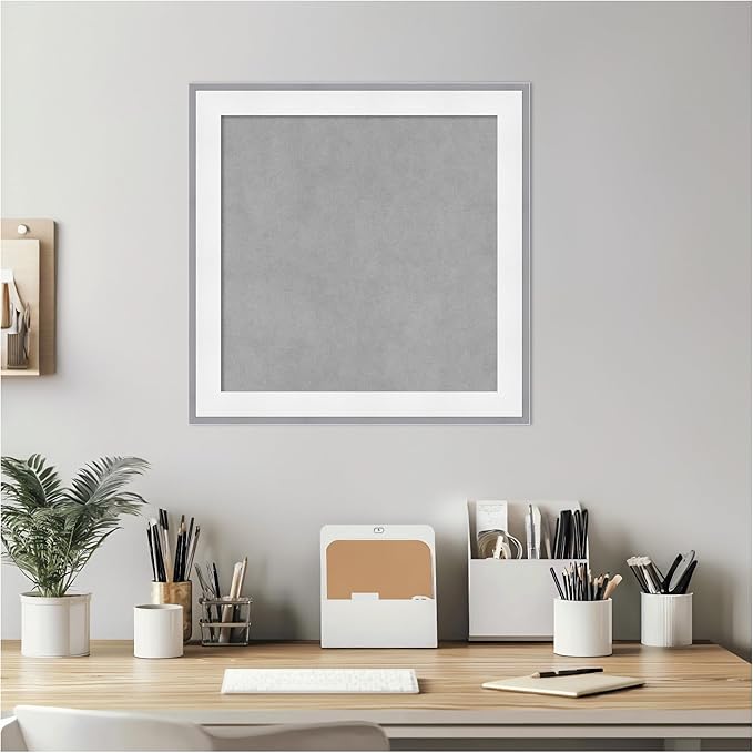 Amanti Art White Framed Magnetic Board 19x19 Small Vision Board for use with Magnets, 100% Metal Sheet to Display Items as Office Decor or for Home Organization in mudroom, Kitchen or Kids Room