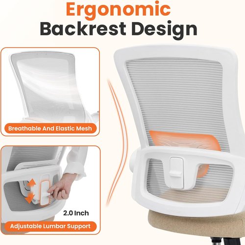 NEO CHAIR Ergonomic Gaming Chair - High Back Mesh Seat with Adjustable Armrests | Beige Color