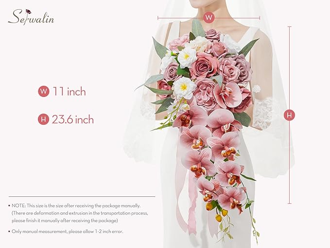 Serwalin 11Inch Wedding Bouquet Dusty Rose Cream Bridal Bouquets for Bride Bride Bouquets for Wedding Ceremony and Anniversary Day Decor