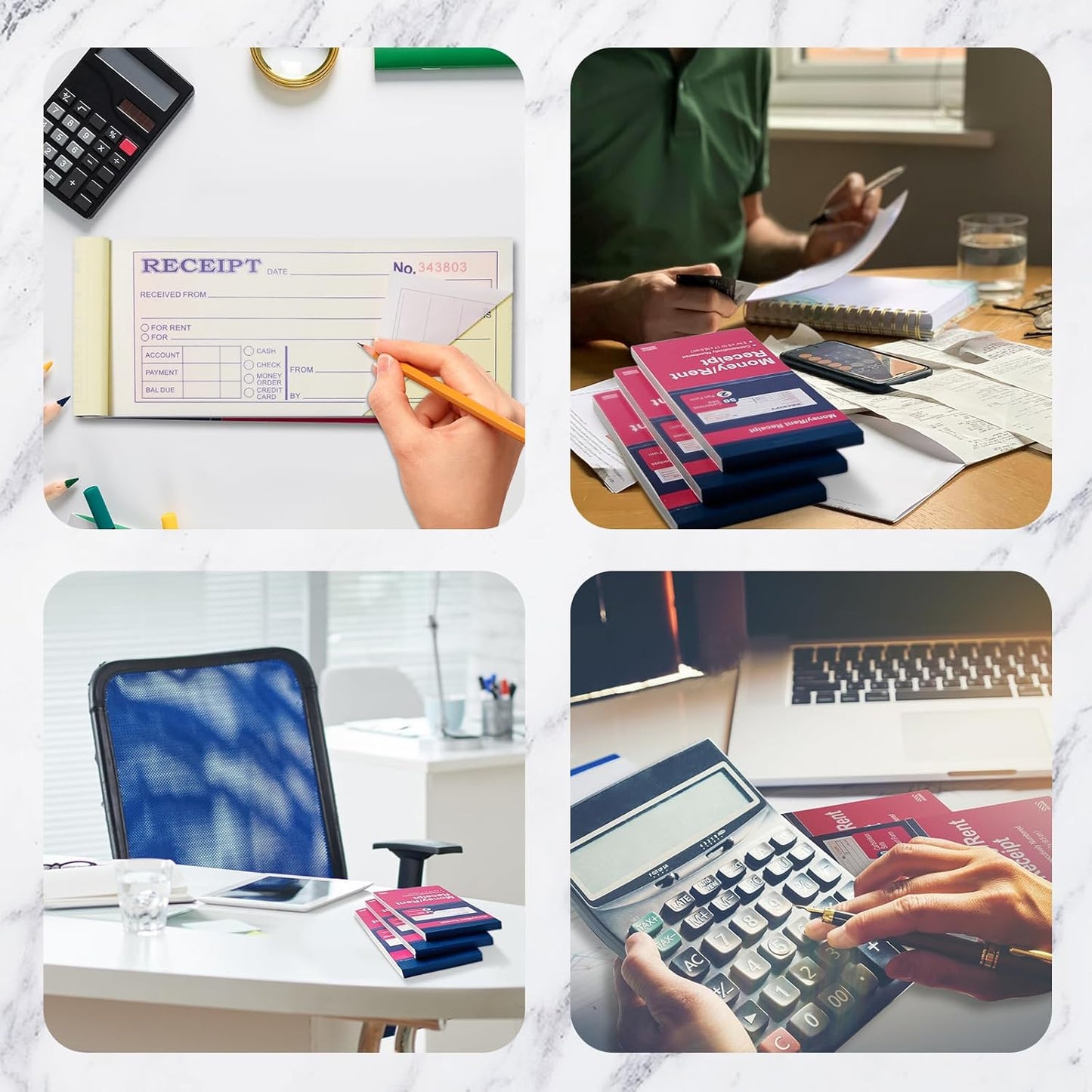 XKDOUS Receipt Book - 12 Pack Carbonless Money & Rent Receipts | 2-3/4" x 6-1/2" for Small Business