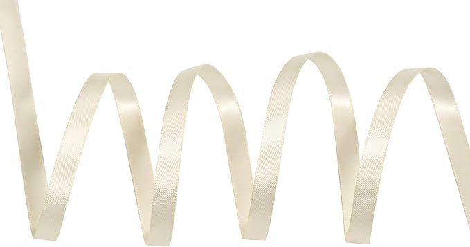 YAMA Ivory Double Face Satin Ribbon 1/4 Inch 25 Yards Ivory Cream Fabric Ribbon for Gift Wrapping Ribbons Decorations DIY Crafts Arts