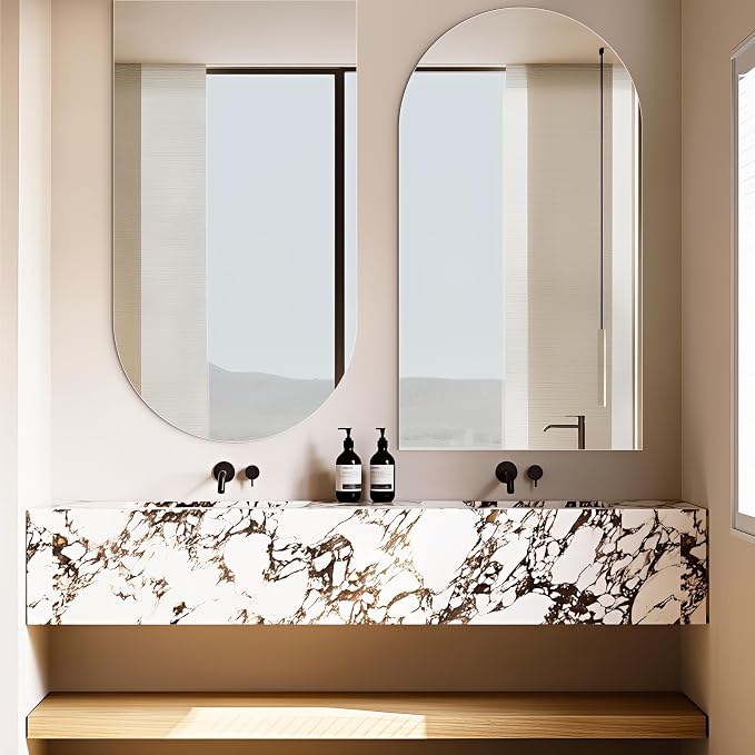 Niccy Arched Mirror, 24"x48" Arch Bathroom Mirror, Decorative Modern Mirrors for Bathroom, Bedroom, Living Room, Entryway, Frameless Vanity Mirror, Unique Wall Mounted
