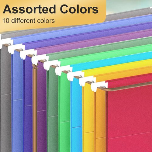 Organize Your Space with Skiennix Hanging File Folders - 50 Pack, Letter Size, 10 Vibrant Colors