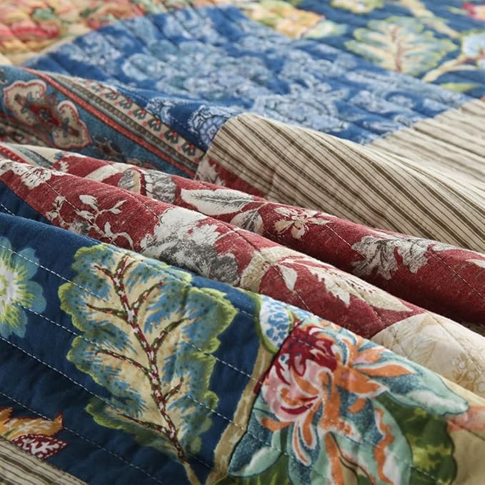 ENASAL Cotton Bedspread Quilt Sets Reversible Bedding Coverlet Sets Comforters Vintage Luxury Gorgeous Floral Real Patchwork Bedspread,Queen Size
