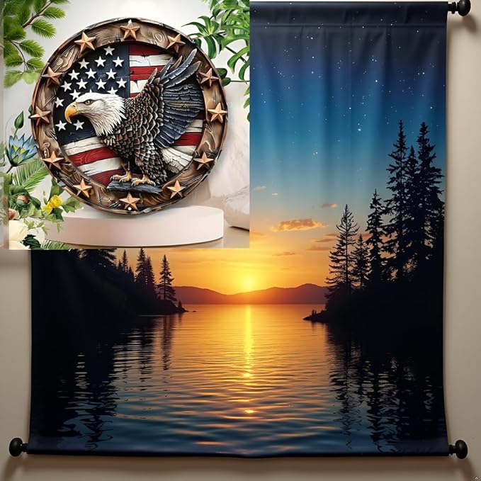 Eagle Wings Patriotic Aluminum Metal Wall Art - Weatherproof Round American Flag with Bald Eagle Decor, Pre-Drilled HD Print Sign for Home, Garage, Bar, Cafe7.98x7.98Inch Diameter
