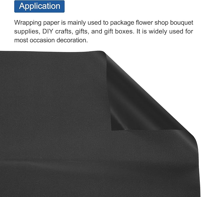 MECCANIXITY Flower Wrapping Fog Paper 22.8x22.8 Inch Waterproof Matte Floral Wrapping Paper for DIY Crafts, Gift/Gift Box Packaging Black 20 Pcs