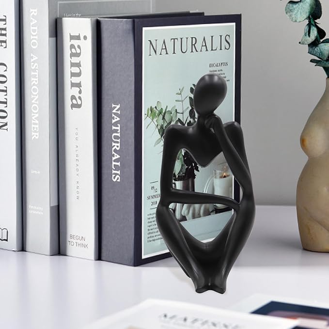 Dnoifne Thinker Statues and Sculptures, Resin Black Thinker Statue Ornaments, Abstract Style Sculptures, Housewarming Gifts, Housewarming Decorations, Living Room Dining Desk Decorations