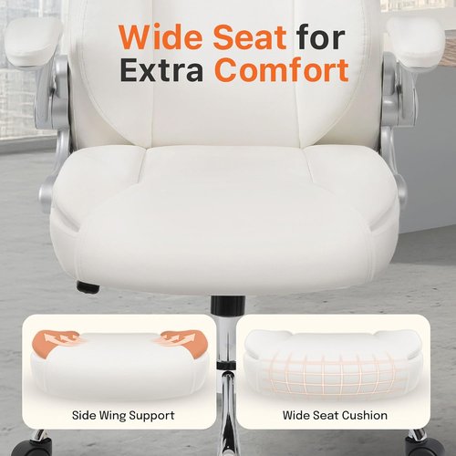 NEO CHAIR Ergonomic Office Gaming Chair - High Back Support, Adjustable Height, White PU Leather