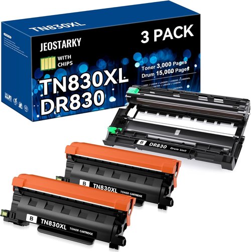 Brother TN830XL Toner & DR830 Drum Unit Replacement - High Yield for HL-L2460DW, MFC-L2820DW, DCP-L2640DW (2 Toner, 1 Drum)