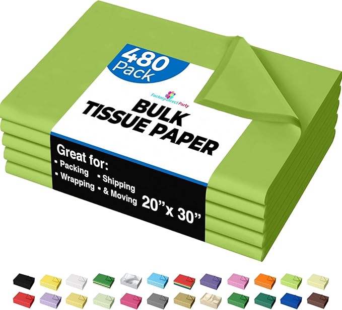 Party Solids Lime Green Tissue Paper - 20x30 Inch, 480 Sheets