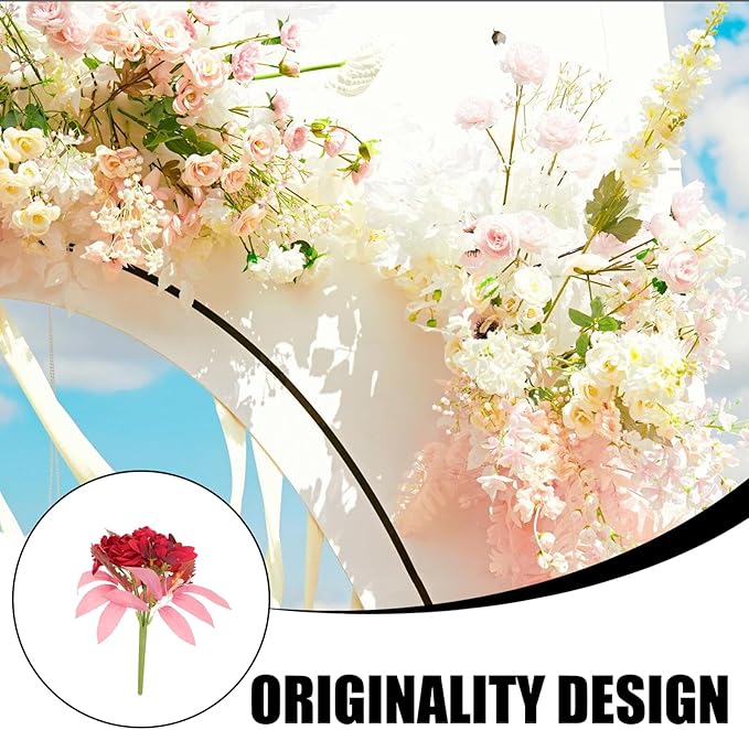 TOYANDONA Vivid Artificial Bouquet Faux Flower Arrangement for Vase Tabletop Decoration Wedding Party Home Decor with Realistic Color and Leaf Texture