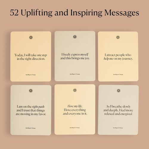 Intelligent Change Mindful Affirmations - 52 Positive Affirmation Cards with Display Stand | Daily Inspiration & Self-Care Gifts