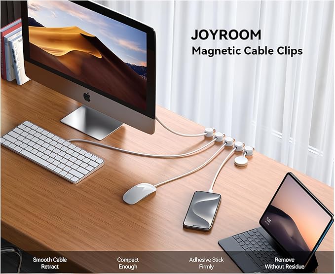 12 Pack Cord Organizer Holder,with a 8 mm (0.32 inches) Diameter, Accommodates Most Cables,Featuring a 360° Rotating Shaft,Cable Management Clips,for Home,Office,Car,Desk,Nightstand