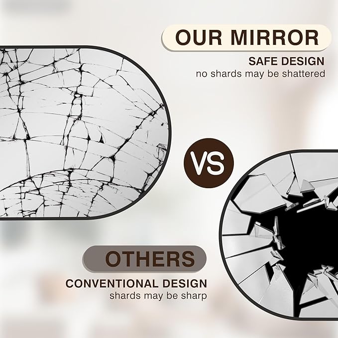 FICTOR Bathroom Mirror for Wall, Arched Vanity Bathroom Mirror for Over Sink, Metal Framed with HD Shatter-Proof Glass for Entryway, Living Room,Bedroom(30” x 32”, Black)