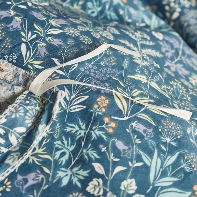 Vintage Floral Duvet Cover Small Blue Flower Duvet Cover Full Size Garden Style Floral Comforter Cover 100% Cotton Aesthetic Cottagecore Bedding Set Flower Botanical Comforter Cover with Zipper Ties