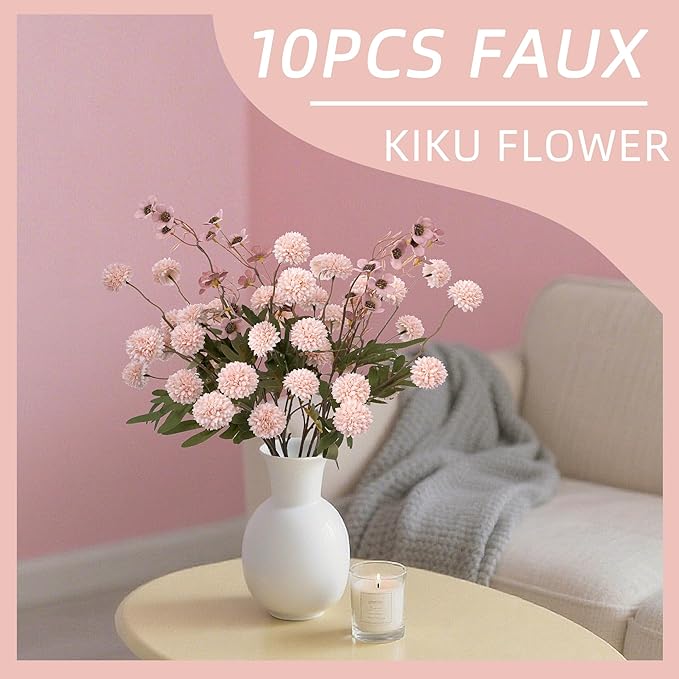 8PCS Pink Fake Flowers Artificial Chrysanthemum Faux Mums Matching 2PCS Rose Red Daisy Faux Flowers for Vase Fall Long Stems Flower Silk Flower for Home Decor Wedding Decor (20.5In,No Vase)