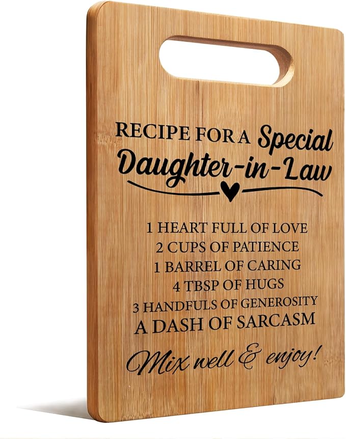 Lacama Gifts for Daughter-in-Law Gifts from Mother-in-Law Cute Cutting Chopping Boards for Kitchen, Daughter-in-Law Birthday Christmas Gifts Decorative Bamboo Cutting Board