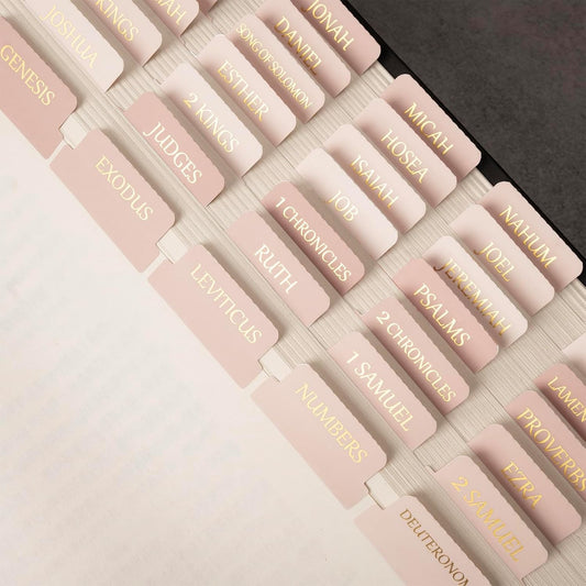 **Lumintutu Bible Tabs - Gold Foil Large Print, 90 Tabs for Easy Study | Perfect Christian Gift (Pink)**