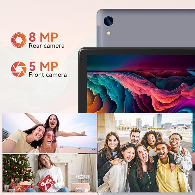 URAO Tablet,10.1" Android 15 Tablet with Octa-core Processor 24GB RAM 128GB ROM HD IPS Touchscreen 8H Battery, Wi-Fi 6, BT 5.0, Dual Camera, Android Tablets