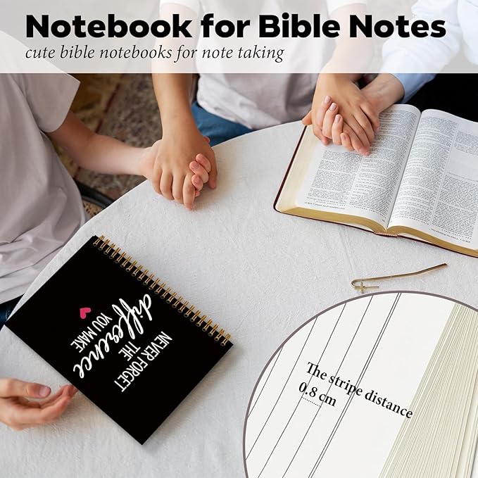 DSHFG Black Notebook Journal for Women Employees Gifts, Notebooks for Work Office Supplies, Appreciation Gifts Thank You Gift, Spiral Notebook, Never Forget The Difference You Make, 5.5x8.3