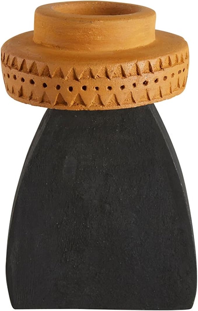 47th & Main Votive Candleholder Large Boho Terra Cotta Candle Holder, 7" Tall, Abstract Slab