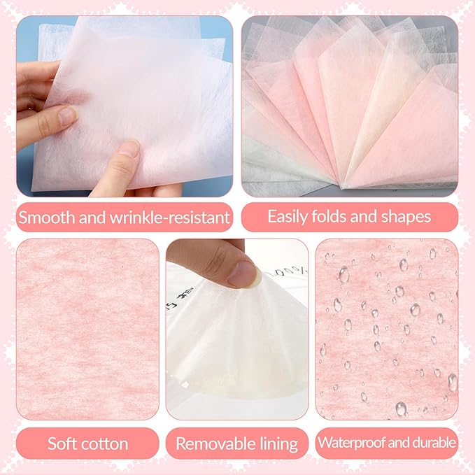 70 Sheets Flower Wrapping Paper, Cotton Wrapping Flower Paper Withdrawable Pleated Bouquet Wrap, 11"x 11" Waterproof Non-Woven Fabric for Fresh Flowers Gift Packaging Florist Supplies (Beige, Pink)