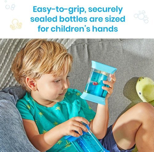 hand2mind Sensory Ocean Forces Bottles - Calming Fidget Toys for Kids 3-5 | Toddler Learning Supplies