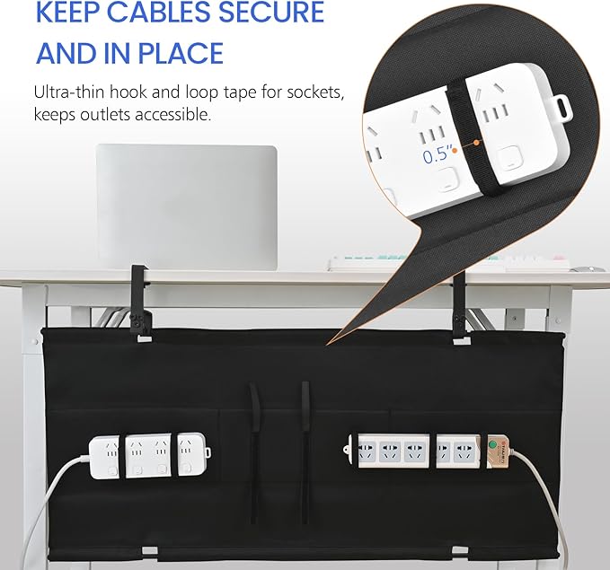 36" Under Desk Cable Management Tray- Clamp/Screw Mount Desk Cable Organizer Cable Tray Hiders for Office&Home