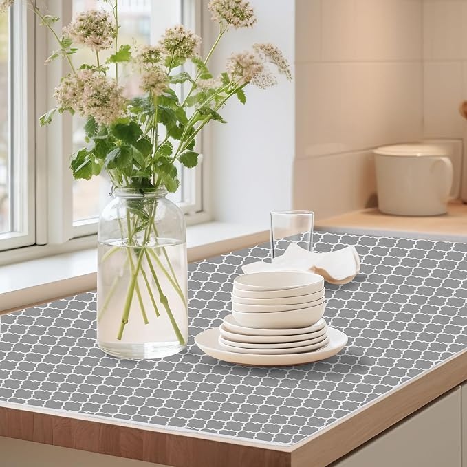 Drawer Shelf Liner for Kitchen Cabinets, Non Adhesive Slip Resistant Shelf Paper Easy to Clean, Strong Grip Thickened Waterproof Washable Mats for Pantry Shelves Cupboard Dresser, 24 in x 20 FT