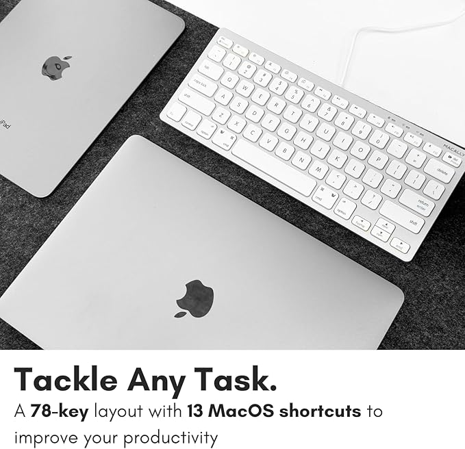 Macally Small Wired Keyboard for Mac and Windows - 78 Scissor Switch Keys Compatible Apple Keyboard for MacBook Pro/Air, iMac, Mac mini/Pro - Plug and Play USB That Saves Space and Looks Great