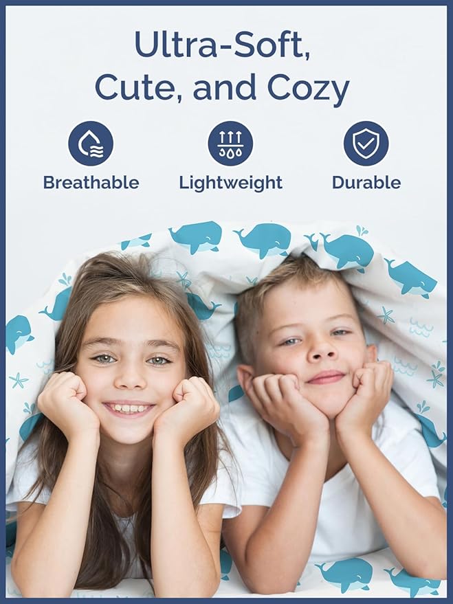 Kids Whales Full 4 Piece Sheet Set - Boys, Girls, Teens, Toddler - Easy Fit Deep Pockets - Breathable, Hotel Quality Bedding Sheets - Machine Washable - Wrinkle Free - Cute, Cozy, Soft - CGK Linens