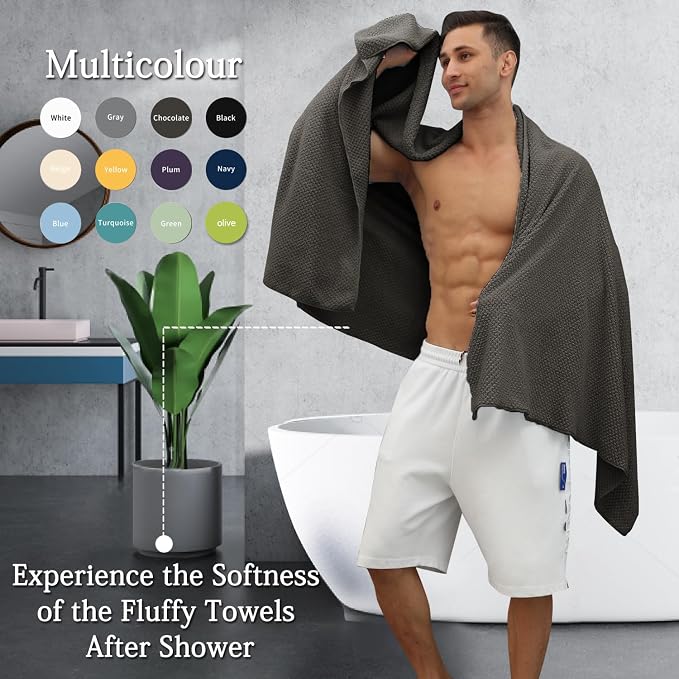 8-Piece Dark Coffee Bath Towels Set,2 Oversized Large Bath Towels Sheet,2 Hand Towels and 4 Washcloths - 600 GSM Soft Luxury Towel Set,Highly Absorbent Quick Dry Towel for Bathroom,Hotel and Spa