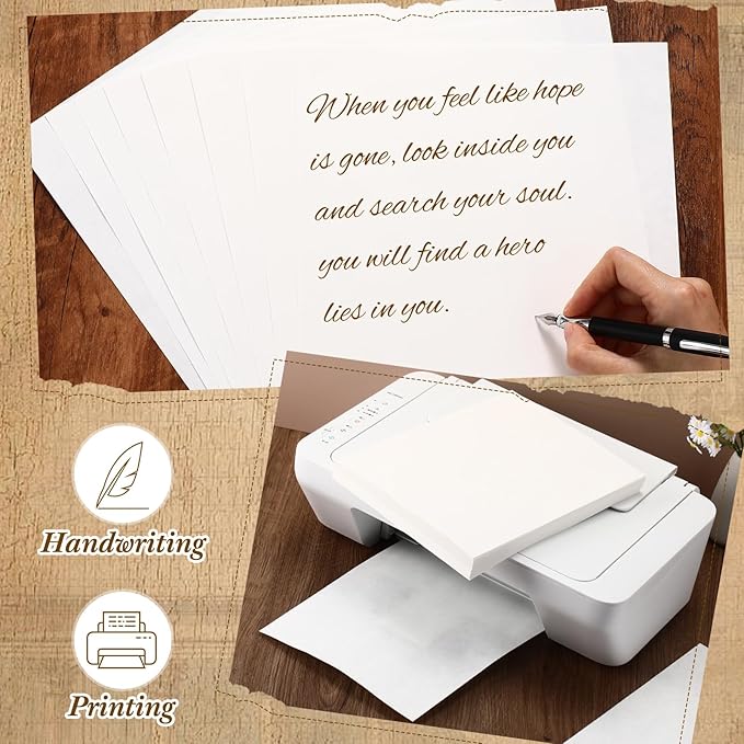 Epakh 300 Pcs Old Age Parchment Paper 8.5 x 11 Inch Standard Letter Vintage Colored Old Parchment Double Side Printing Paper (White)