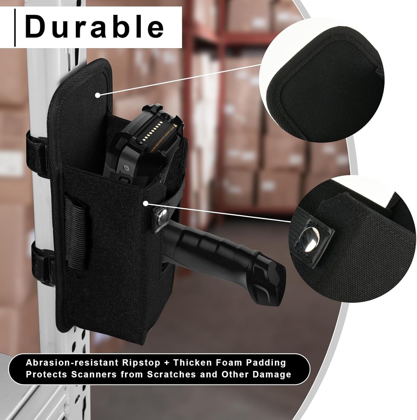 Zebra Barcode Scanner Holster - Ultra-Rugged Ballistic Nylon Carrying Case Pouch | Secure Fastener Straps