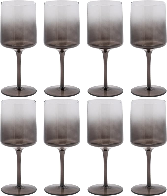 Karma Mid Century Wine Glass Gray Ombre Set Of Eight
