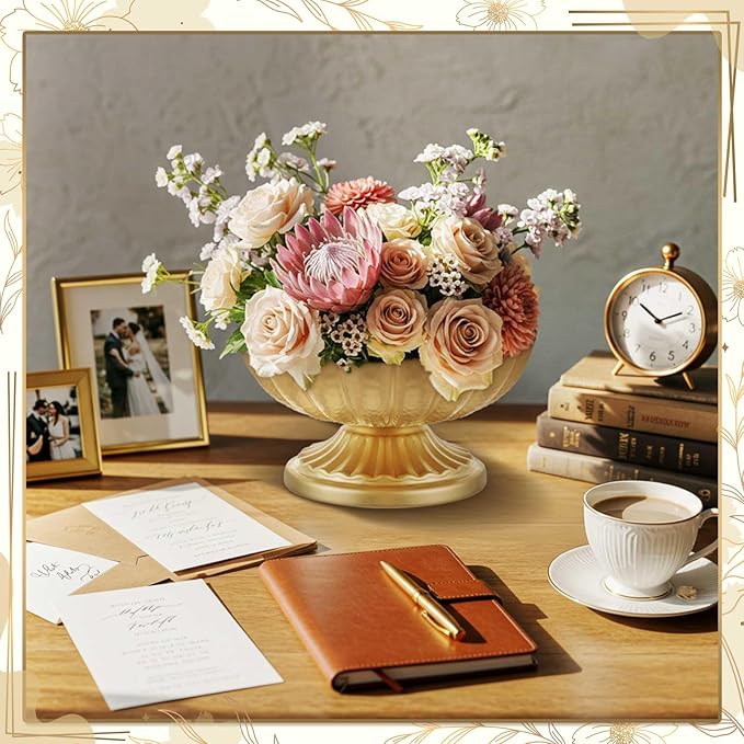 20 Pcs Metal Compote Bowl for Centerpiece Flower Holder Small Compote Vase Indoor Outdoor Flowers Fruits Plant for Christmas Wedding Home Party Decoration (Medium,Bright Gold)