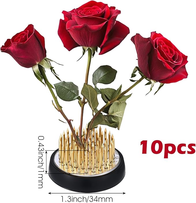 10 Pcs 34mm/1.34inch Diameter Floral Frogs Round Brass Flower Holder Ikebana Vase Floral Frogs Arranger Fixed Tools Pin for Flower Arrangement Home DIY Craft