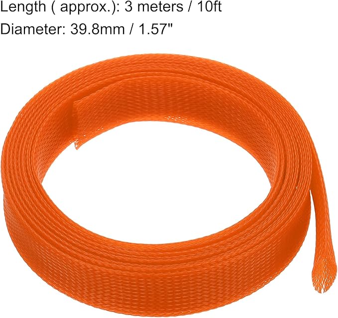 uxcell Expandable Sleeving,1 9/16-inch 10ft Cable Sleeve, Orange