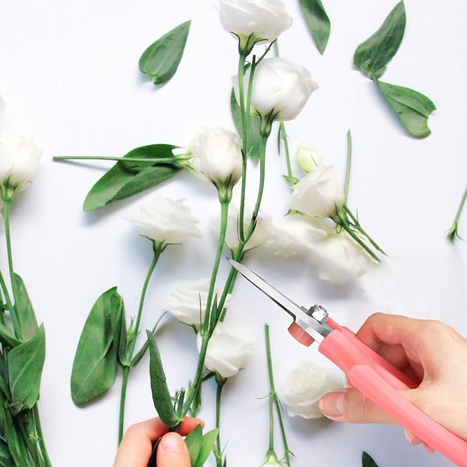 Housolution Flower Scissors, Strong Floral Shears, Premium Steel Garden Pruning Shears Garden Scissors Floral Fruits Leaf Scissors Hand Pruner Snip Trimming Tool for Gardening Flower Arrangement, Pink
