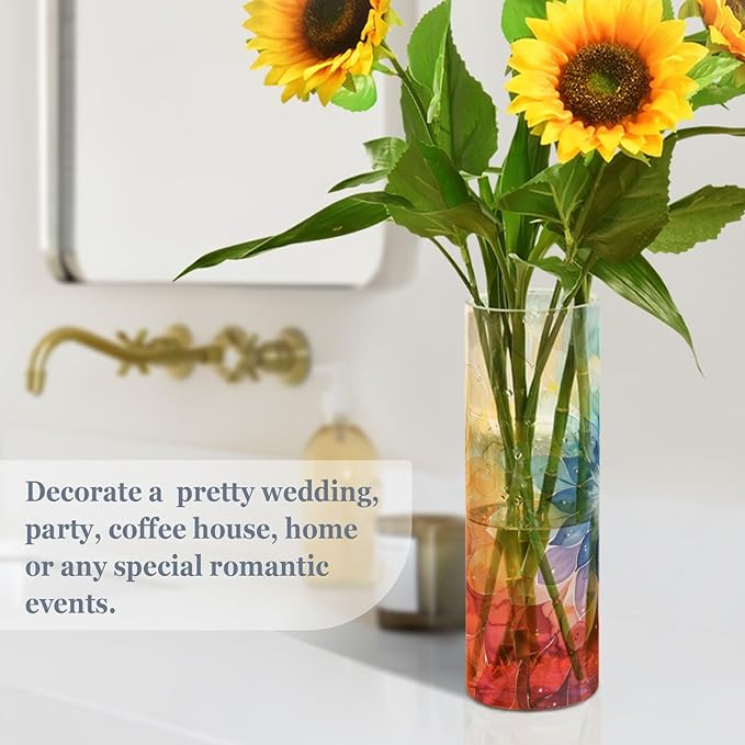 Vase Plastic Vase Elegant Cylinder Flower Vase Shatterproof Decorative Centerpiece for Home Table Office Weddings Events (11.8 x 3.9 in)