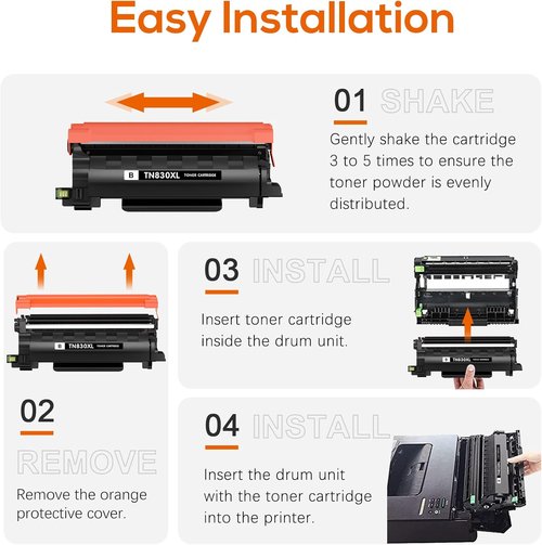 Brother TN830XL Toner & DR830 Drum Unit Replacement - High Yield for HL-L2460DW, MFC-L2820DW, DCP-L2640DW (2 Toner, 1 Drum)