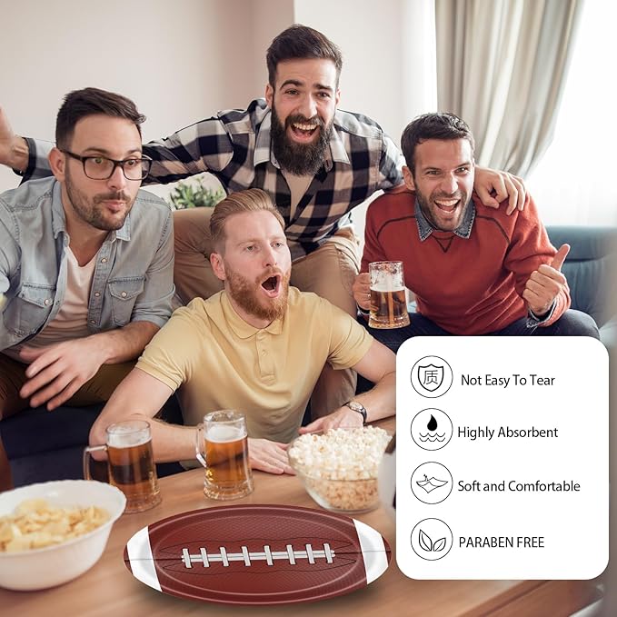 72 Pcs Football Paper Plates and Napkins, Disposable Party Plates and Napkins Tableware Set for Sports Birthday Party and Baby Shower, Serves 24