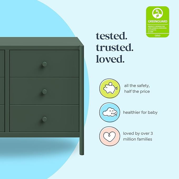 Davinci Birdie 6-Drawer Dresser in Forest Green, GREENGUARD Gold Certified