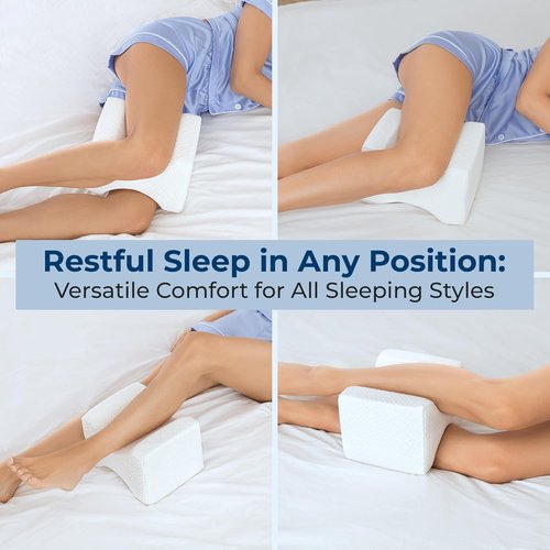 5 Stars United Knee Pillow for Side Sleepers - Memory Foam Cushion for Hip Pain Relief | White