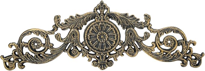 Sungmor Antique Style Cast Iron Wall Decor - Ornate Scroll and Floral Design Metal Plaque for Home or Garden Décor - Fireplace Mantel, Furniture Decorative Accent - 17.5 Inch & Rustic Gold Finish