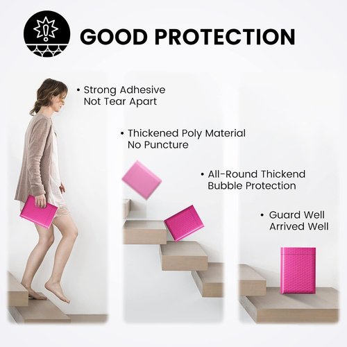 Fuxury Bubble Mailers - Thick Pink Padded Envelopes | 6x10" Size, 600 Pack for Shipping & Packaging